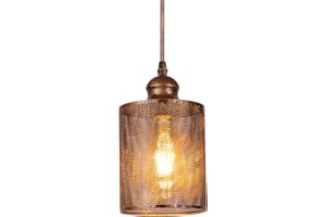 AIRTWESD Vintage Lampada a Sospensione Metallo Gabbia Retrò Plafoniera da Soffitto E27 Industriali Lampadario per Sala Cucina Camera da Letto (nessuna lampadina)