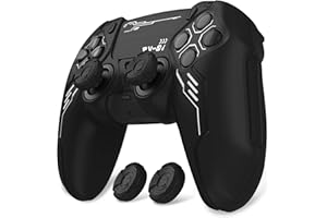 playvital Cover Controller per ps5 Joystick Custodia Silicone Skin Antiscivolo Grip Ergonomico, 2 Copri Analogici e 6 Adesivi, Adatto per Stazione di Ricarica, Mecha-Nero