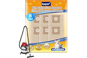 ‎KEEPOW KEEPOW 6 Stück für Einhell Schmutzfangsack 12L, für Nass Trockensauger für Einhell Staubsaugerbeutel TC-VC 1812S 1815, TE-VC 1810, INOX 1250S Beutel Zubehör