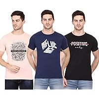 Aspirer Mens Printed Round Neck T-Shirt Combo (Pack of 3)