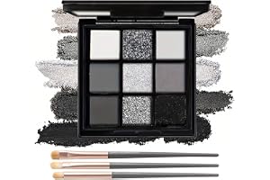 Goth ögonskuggspalett svart 9 färger rökig ögonskuggspalett matt och glansig högt pigmenterad gotisk ögonmakeup vattentät och