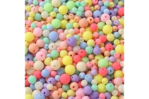 HERZWILD Beads for threading approx. 1100 pieces matte craft beads colourful acrylic beads art beads for jewellery making DIY necklaces bracelet (matt colourful/mixed)