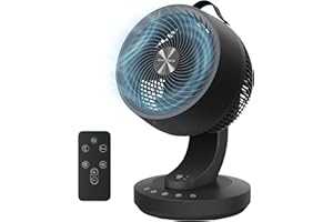 SONGMICS Ventilateur de Bureau Silencieux 20 dB, avec Télécommande, Circulateur d’Air Puissant, Oscillation 70°, 8 Vitesses, Minuterie 12 h, Noir d'Encre XFC001B1EU