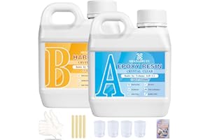 SHADAIWUYU Resine Epoxy Transparente,1000ml Epoxy Resin Kit Complet 1: 1 Rapport avec Durcisseur,Résine Époxy Cristalline Transparente Pour Moulage et Revêtement,Création de Bijoux,Plateau de Table et Artisanat