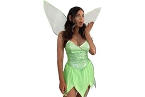 SANSIWU Ladies Halloween Perfect Feminine Fantasy Costume Sexy Solid Color Sequin Tube Top Short Winged Princess Dress