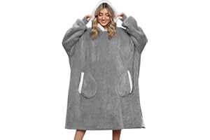 Tuopuda Damska bluza z kapturem, koc, ponadwymiarowe, poręczna bluza z kapturem Sherpa z kieszeniami, ultra miękka, ciepła bluza z kapturem, jeden rozmiar dla wszystkich