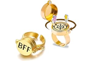 Shengruili 2 Stück Beste Freunde für Immer Ringe,Einstellbar Offene Kappe Ring, Süßes BFF Ring,Umarmungsring Silber,Offene Kappe Ringe,Freundschaftsring,Schmuckgeschenke für Frauen Mädchen