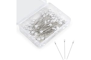 ONSOLO Buttonhole Pins 100PCS Teardrop Pearl Pins for Flower 5.5cm Long Straight Head with Jewelry Making for Women and Girls Dressmaking Sewing Pins Wedding Bouquet Party DIY Crafts Decorations (White)