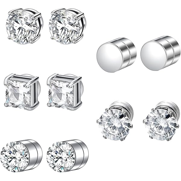 Orecchini Magnetici Unisex - 12 Paia, Acciaio Inox, Non Piercing, Tono Argento, 4-6mm - Foto 6