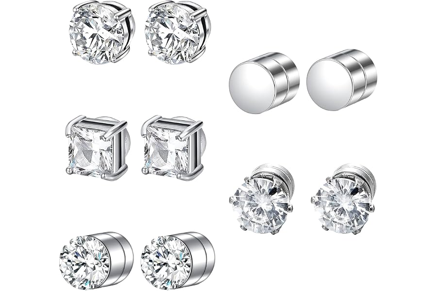 DMNQ 5 Pares Pendientes Iman Hombre - Pendientes Magneticos de Iman - 6 Mm