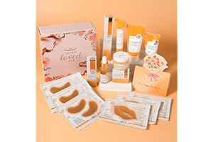 LAIKOU 12Pcs Skin Care Coréenne Kit Vitamine C, Soins pour le Visage Vit-C, avec Lait Nettoyant Visage Crème Yeux Essence Crème Masque Lèvres Masque Yeux Crème Solaire, pour Adolescentes et Femmes