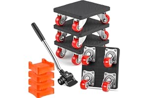 Qingning Kit Sollevatore per Mobili, Set per Spostare Mobili Pesanti con 4 Ruote Girevoli a 360°, Carico Massimo 500kg, Trasporto di Mobili, Ruote per Spostare Mobili/Oggetti Pesanti e Movimentazione