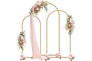JEBUTU 1,8m, 2m, 2,2m Hochzeitsbogen Hintergrund Ständer Satz von 3, Goldfarben, Metallbogen, Hochzeit Bogen Hintergrund Rahmen für Hochzeit, Geburtstag, Party Dekoration, Babyparty, Halloween