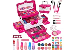 JOOFUL Kids Makeup Sets for Girls, 55Pcs Washable Make Up Set Girls Toys, Real Children Play Makeup Kids Toys for 3 4 5 6 7 8 9 10 Year Old Girl Birthday Christmas Halloween