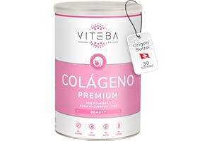 Viteba Colágeno Beauty Hidrolizado en Polvo 330g - Con Ácido Hialurónico Vitamina C, Zinc y Biotina - Suplemento Piel Pelo Uñas y Articulaciones - Sin sabor. Péptidos de Colageno Puro Tipo 1 y 3
