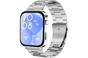 HEXASIDER Metall Armbänder Kompatibel mit Huawei Watch Fit 4/4 Pro/Fit 3 Armband, Edelstahl Ersatzarmband für Huawei Fit 4/3 Uhrenarmband für Frauen Männer