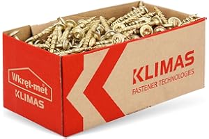 KLIMAS Wkręty do drewna, Torx, wkręty talerzowe, 6,0 x 50 mm, uniwersalne, do tarasów, konstrukcji dachu, zestaw TX, kolor żółty, 6,0 x 50 mm, 100 sztuk