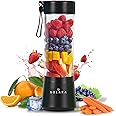 SOLARA Blendkwik Portable Blender for Juices, Shakes, Smoothies, Crushing Ice, USB Rechargeable Battery with 4000 mAh 180Watts Motor,450ml, Black Knight
