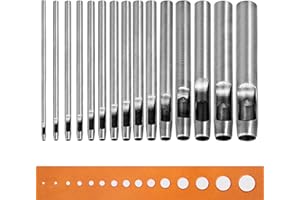 WUTA Locheisen Set, Rund Hohlstanz-Schneidewerkzeug, Locheisensatz für Leder, Uhrenarmband, Dichtungsgürtel (15 Stück,0.5-15mm)