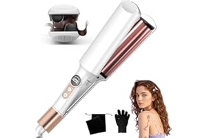 ‎UKLISS UKLISS Welleneisen, Pro Mini Welleneisen für Haare LCD-Anzeige 120-210℃, Reisegröße Beach Waves Lockenstab, Mermaid Hair Waver für Wellen Haare - Leichter Wellen Lockenstab, Mini-Locken (Rose Weiß)