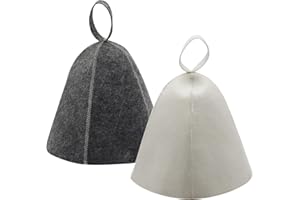 DAWRIS 2 Stück Saunahut Filz Sauna Hut Sauna Mütze Filzhut Sauna Set Sauna Hut Mütze Herren und Damen, Saunamütze Saunahut Damen Sauna Zubehör Filzkappe Saunakappe Duschhaube für Sauna Bade (Grau & Weiß)