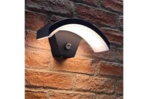 Auraglow Integrated LED Motion Sensor PIR Outdoor Wall Light Fixture Security Lamp in Modern Weatherproof (IP54) Black Arch Design – for Porch, Gardens or Driveways