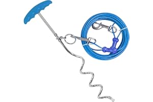PETPHABET Petphabt - Cable de amarre resistente para perros de 6 m con espiral de perro de 16 pulgadas en estaca de tierra para cachorros y mascotas al aire libre (verde azulado)