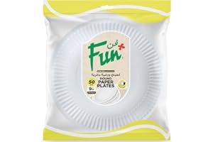 FUN BY AL BAYADER فن Everyday Heavy-Duty Paper Plate, Large 9 Inch, Pack Of 50