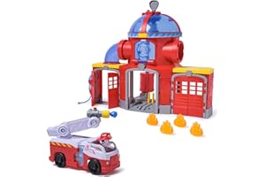 Paw Patrol Fire Rescue Command Center with Marshall Figure, Rescue Fire Truck, Lights, Launcher and Sound Fx, Kids Toys for Boys & Girls Ages 3 and Up