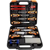SIIIXS Set of 8 Wood Chisels, 8 Wood Chisels with 1 Sharpening Guide, 1 | 8 Pcs Woodworking Chisel Set, 1 Sharpening Guide, 1