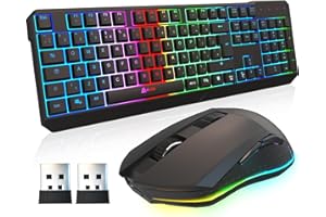 KLIM Blaze & Chroma Wireless Bundle - New Version Wireless Gaming Keyboard and Mouse Combo - Responsive, Durable, Ergonomic - Backlit Keyboard - RGB Gaming Mouse - Long-Lasting Built-in Battery