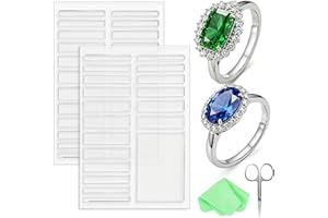 Hanqing Invisible Ring Size Adjuster for Loose Rings, Silicone Ring Resizer for Ring Adjuster Smaller, Rings Spacer,Polishing Cloth, Scissors (Transparent)