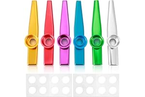 VALUEBARGAIN 6Pcs Kazoo, Professional Metal Kazoos Multipack Kazoo Game Instruments for Adults & Kids, Includes 16 Flute Membranes, Perfect for Kazoos Game Christmas Party Favors, Musical Accompaniment