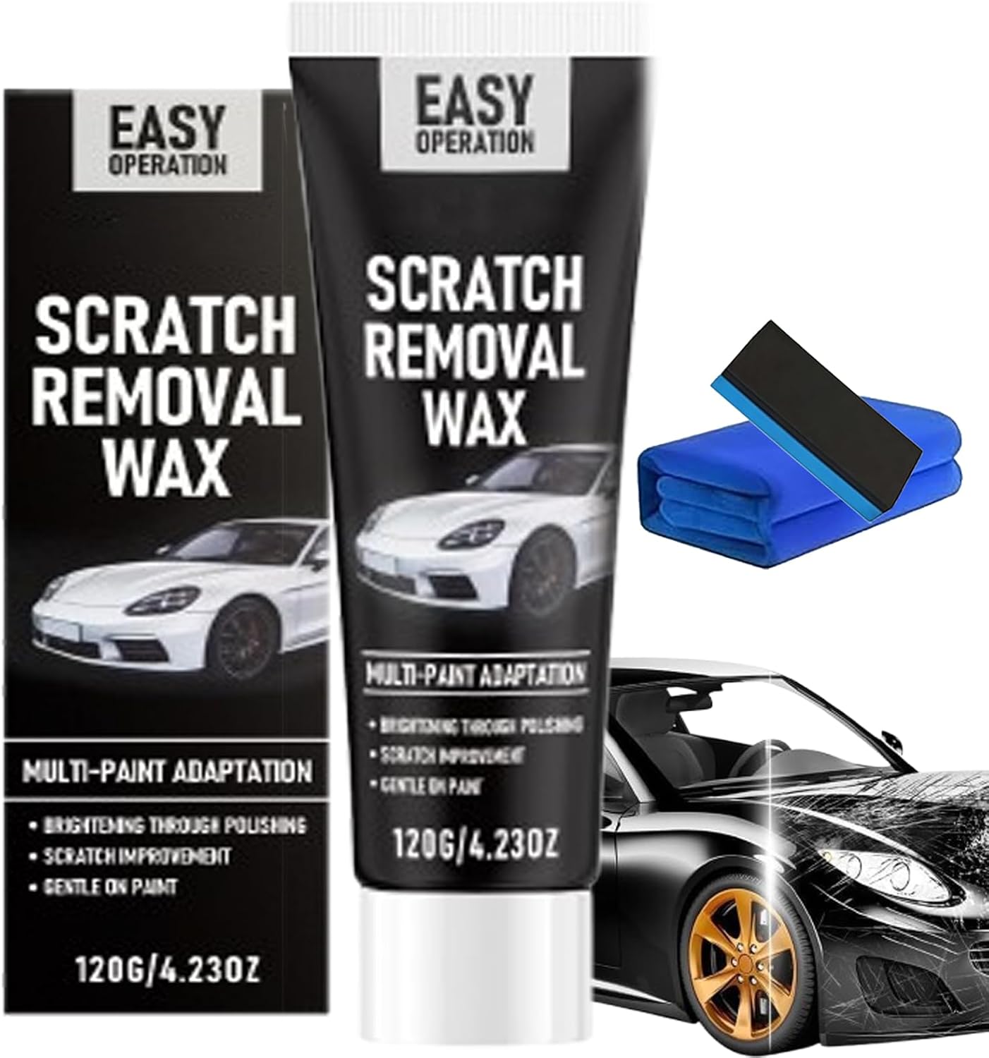 Car Scratch Remover, 2026 New Car Scratch Repair Paste for Light Scratches & Swirl Marks – Easy DIY Paint Repair, Works on All Car Paint Colors, Quick Application with Microfiber Cloth (Set B)