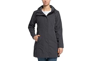 33,000ft Damen Leichte Wasserdichte Softshell Regenjacke Lange Funktionsjacke Übergangsjacke Windjacke Atmungsaktive Regenparka mit Kapuze Regenmantel für Wandern Laufen Sporten