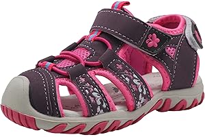 Apakowa Baby Kleine Mädchen Sommer Geschlossene Zehen Athletic & Outdoor Wandern Strandsandalen Sport-Trail-Sandalen für Kinder mit Klettverschluss