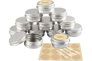 YANCAER 50 Pezzi Barattoli di alluminio 10ml Argento - D35mm x H17mm Scatola Rotonda in Alluminio con Tappo a Vite Contenitori in Metallo per Lozione Crema Maschera Mini Candela