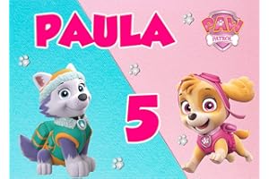 OBLEA PERSONALIZADA OBLEA de Skye Y Everest Personalizada con Nombre y Edad para Pastel o Tarta, Especial para cumpleaños, Medida Rectangular de 28x20cm