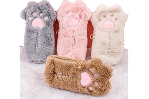 Freesiom Trousse Scolaire, Crayon Fille Garcon Poil Fin Patte Chat Sac Organiseur Fourniture Scolaire Kawaii Fun Etudiant College Cadeau Pas Her (Marron)