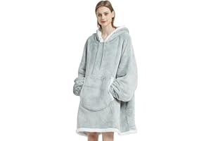 softan Hoodie Sweatshirt Decke Robe, Großer Sherpa Plüschpullover mit übergroßen Taschen,Super Weiche und Bequem Flanell Decken Pullover Hoodie für Erwachsene Männer & Frauen & Jugendliche