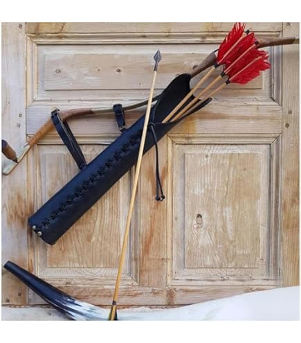 Carquois D'archer LARP / Costume – Vert Et Noir, Cuir, Taille Unique, Reproduction Historique
