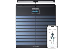 WITHINGS Body Scan – waga sieciowa WLAN do poprawy zdrowia, waga osobowa BIA, analiza składu ciała, tkanki tłuszczowej, masy mięśniowej, zawartości wody, elektrokardiogramu, czarna