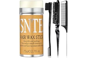 Samnyte Hair Wax Stick & Combs 4pcs, Edge Control & Slick Styling, Teasing Brush for Loose Hair, Rat Tail Combs for Separation & Finishing, Flyaway 4.6 Oz