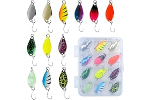 MEYDLL Forellen Spoon Set Forellenköder 12 Stück Angelköder-Set mit Haken Realistische Forellenköder in 3 Gewichten Lebensechtes Rotierendes Forellen Spoon Set aus Metall