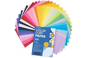 Carehabi 20 färger A4 80gsm, 100 ark färgpapper, färgat kopieringspapper, färgat papper för gör-det-själv hantverk design dek