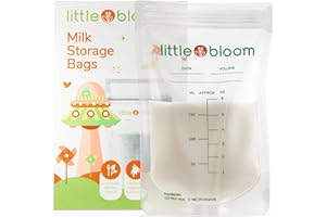 Bolsa de Almacenamiento de Leche 60 Ct Littlebloom – Bolsa de Almacenamiento de Leche 100% Libre de BPA Esterilizada con Cierre de Doble Cremallera y Hermética