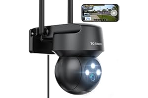 TOAIOHO 2K Telecamera Wi-Fi Esterno/Interno, Telecamera Esterno con Visione Notturna a Colori, IP66, Audio Bidirezionale, Rilevamento del movimento, Compatibile con Scheda SD/Cloud, Nero