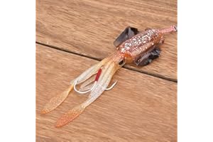 Huairdum Morbido Luminoso Esche da Pesca Finte, Attrezzatura per Polpi e Calamari, Occhi 3D per Mare/Acqua Dolce