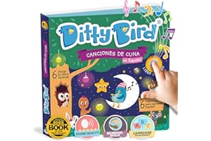 Ditty Bird Livre de Comptines Espagnoles | Livres Musicaux Bilingues pour Tout-Petits, Coucher | Livres Sonores Amusants et Interactifs pour Bébés et Tout-Petits | Livre en Espagnol pour Bébés