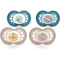 MAM Ciucci da notte originali, 0-6 mesi, confezione da 2, si illuminano al buio, forniti in custodia sterilizzatore per ciuccio, accessori per neonati per neonati, color crema (vari motivi